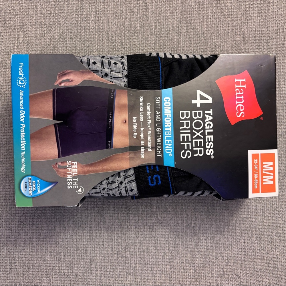 Hanes ComfortBlend Boxer Briefs - Black and Gray